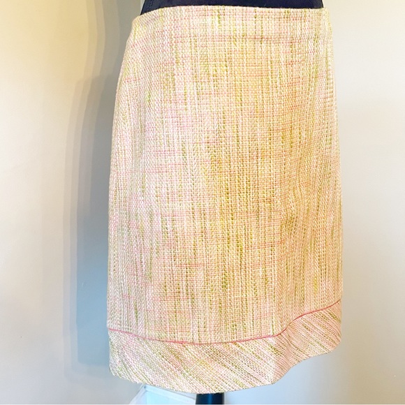 SIGRID OLSEN Tweed Designer Pink/Green Knee Length Pencil Skirt Sz 10 - Picture 2 of 8
